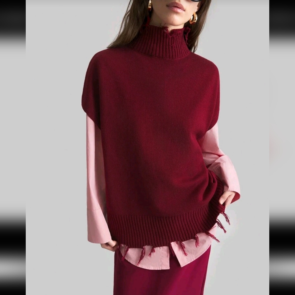 Women's Burgundy Oversized Sweater – Size M